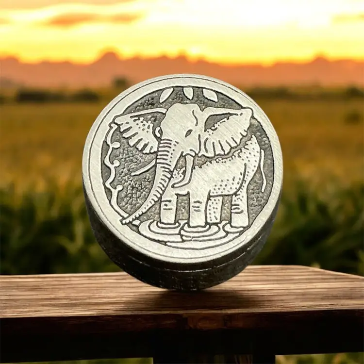 Sulitan 1979 Solid Pewter Pill Box Carved Elephant 1 1/4”x3/4”