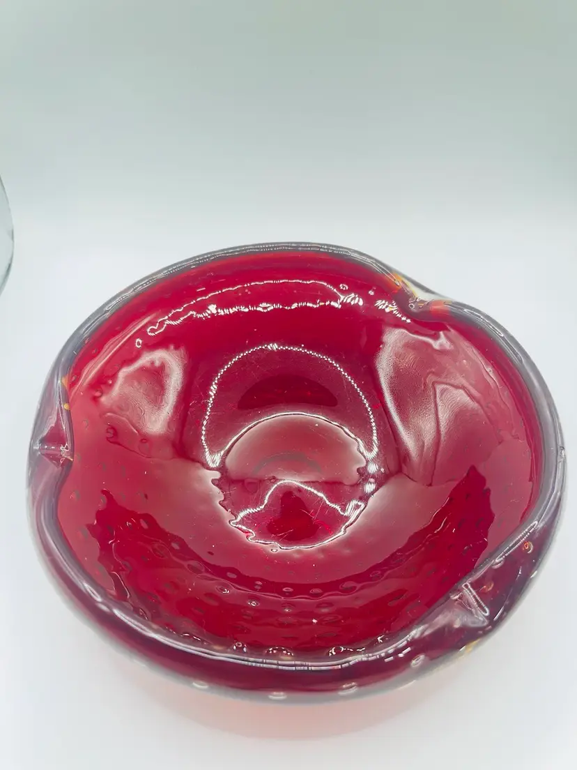Vintage Red Hand Blown Art Glass Bowl/Ashtray