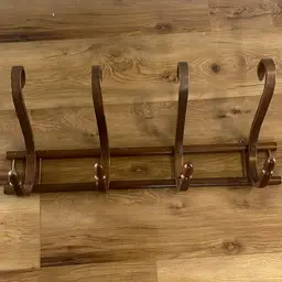 Vintage bentwood style wall coat rack with four hooks. - 29.5 “ Long