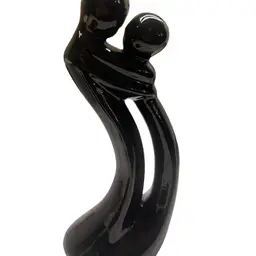 Vintage 1999 Avery Creations Statue Figurine Glossy black ceramic abstract couple in a Loving embrace. modernistic, flowing lines. Apx 10”