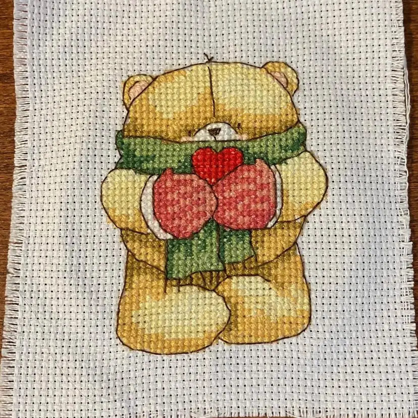 #01 - Handmade Cross Stitch Bear with Card
