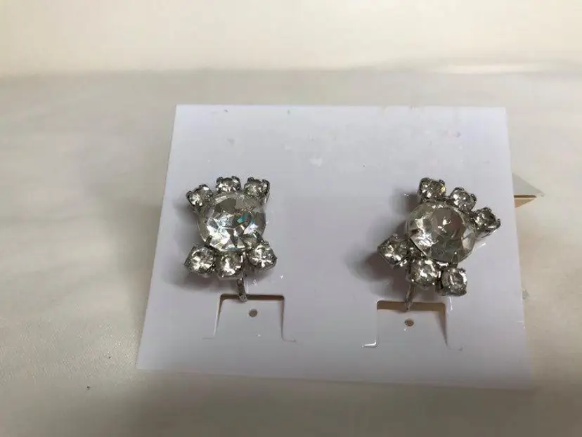Vintage Rhinestone Screw Back earrings Estate Costume