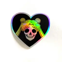 Sailor Moon Usagi Goth Skull Heart Holographic Anime Sticker