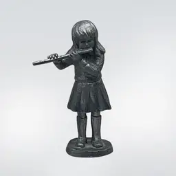 Michael Ricker Pewter 3.5” Figurine Girl Playing Flute #18471