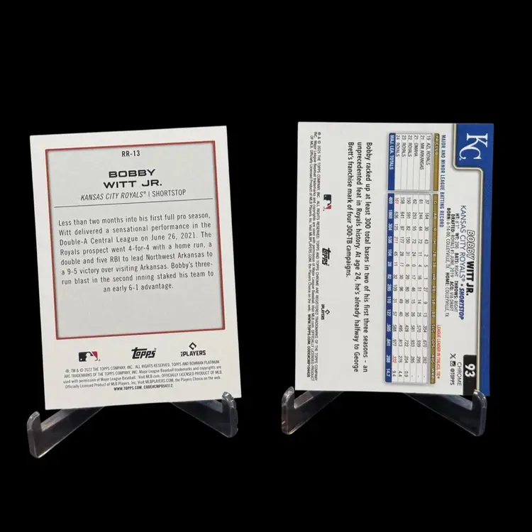 Bobby Witt Jr. 2022 Bowman Platinum Renowned Rookies + 2025 Topps Chrome Xfactor Royals