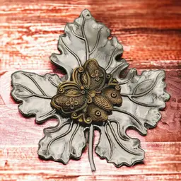 Sylvia Dahl Copper Tone Butterfly On a Silver Tone Oak Leaf Scarf Tie Clip