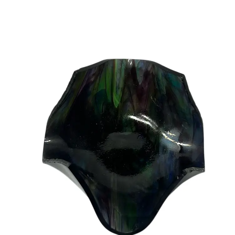 Vintage Glass Handkerchief Vase Or Abstract Candle Holder. Stunning Iridescent Isis Glass.