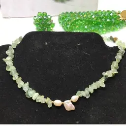 150. Jade & pearl 17” Necklace