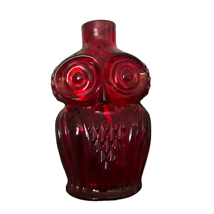 Ruby Red Viking Owl Decanter