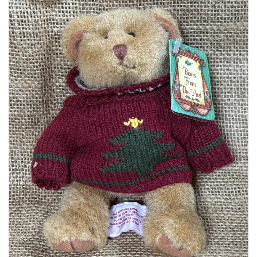 Russ Berrie Bears From The Past Mini Jointed Teddy In Sweater Stuffed Animal