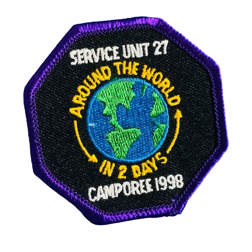 Vintage Scouting Fun Patch : Service Unit 27 Around The World In 2 Days Camporee 1998