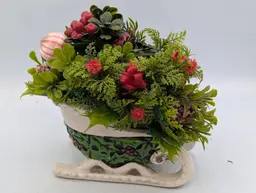 MCM Ceramic Sleigh Floral Arrangement A 683 Made in Japan 1950s