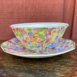James Kent, Fenton “Apple Blossom” Chintz Cup & Saucer. Made In England. 8 Ounces.