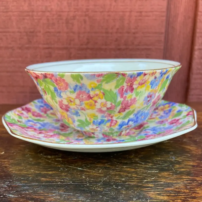 James Kent, Fenton “Apple Blossom” Chintz Cup & Saucer. Made In England. 8 Ounces.