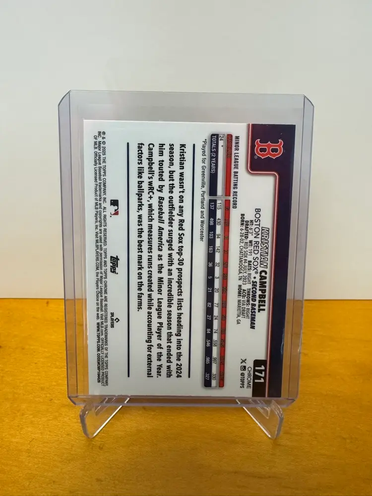 Kristian Campbell 2025 Topps Chrome Rookie Card - Boston Red Sox