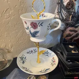 Teacup And Saucer, Repurposed, Trinket And Jewelry Dish