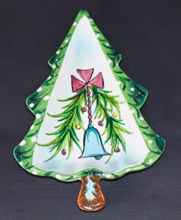 Vintage 1959 Holt Howard Christmas Tree Dish Porcelain Bell Holly