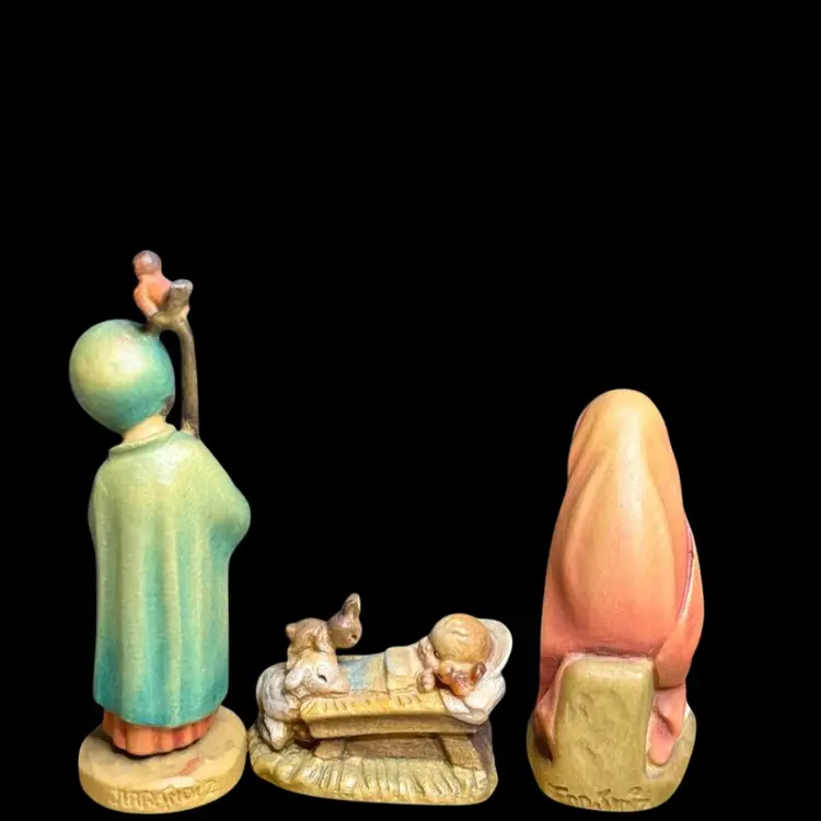 3 Piece Nativity Scene Anri Ferrandiz Holy Family Jesus, Mary & Joesph Set Carved Wood Hand Painted Signed