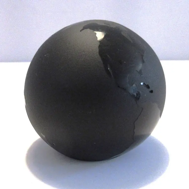 VINTAGE Silvestri Black Crystal Etched Glass World Globe Paperweight - 3 in.