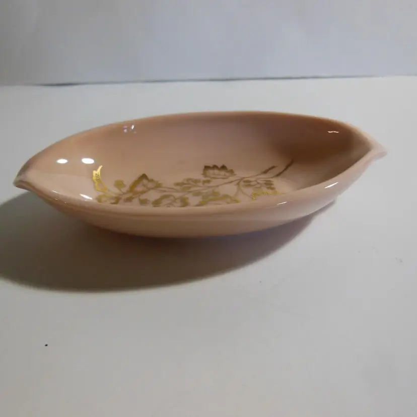 Antique Early 1900s LENOX USA, Lyric PINK, Porcelain Oval Trinket Dish / Ashtray. Real 24K Gold!