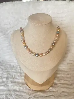 Honora Multicolor Freshwater Pearl Necklace Peach Champagne Gray 18”