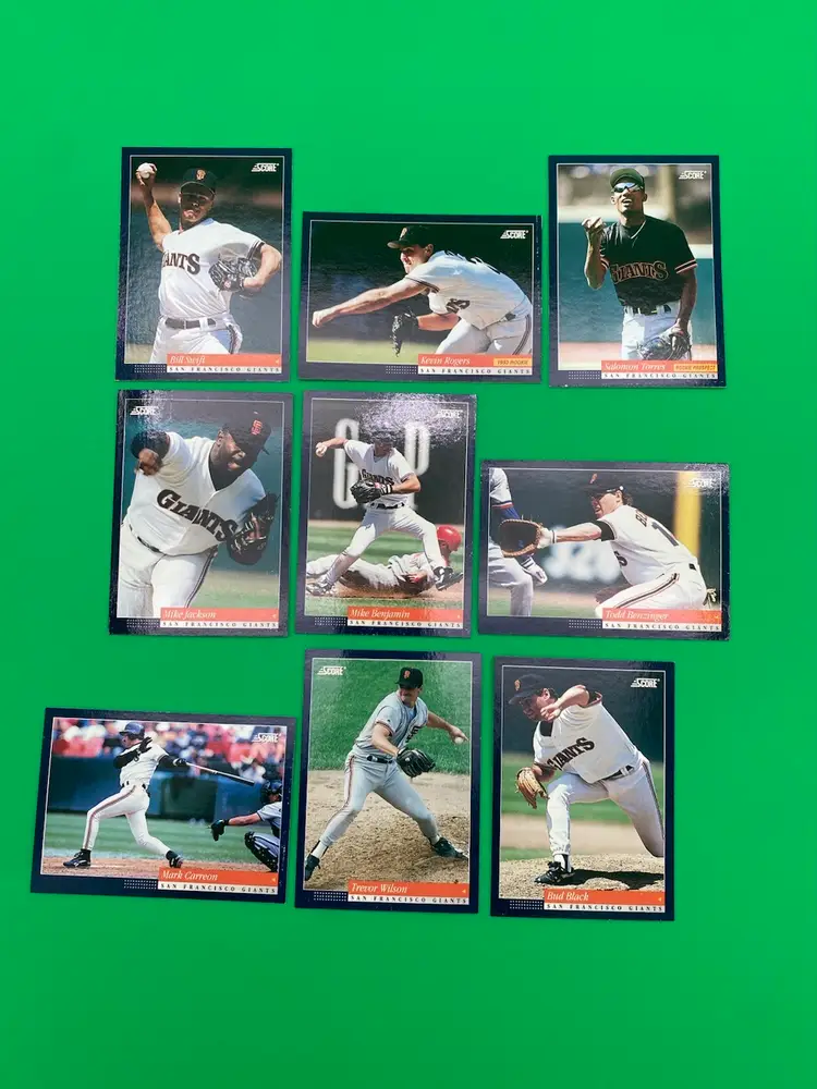 Score 1994 MLB San Francisco Giants Lot of 9 Different Trading Cards