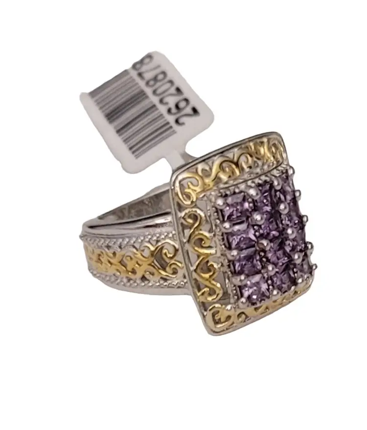 Kendra Scott Karis Silver Purple CZ Ring, Size 6