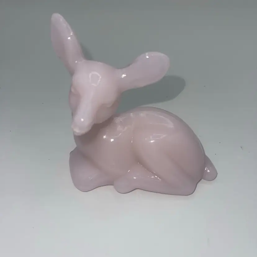 Collectible Mosser Glass Crown Tuscan Pink Fawn Deer Figurine Former Fenton Mold