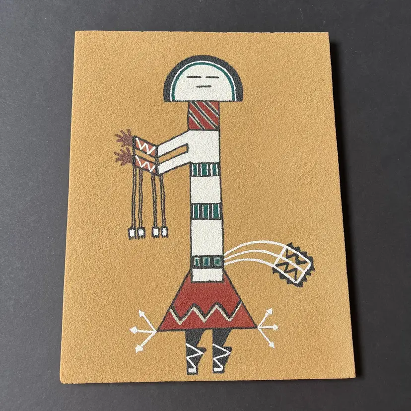 Sand Art Wall Hanging VTG Navajo  - 11.5" x 9" Southwestern Native American
