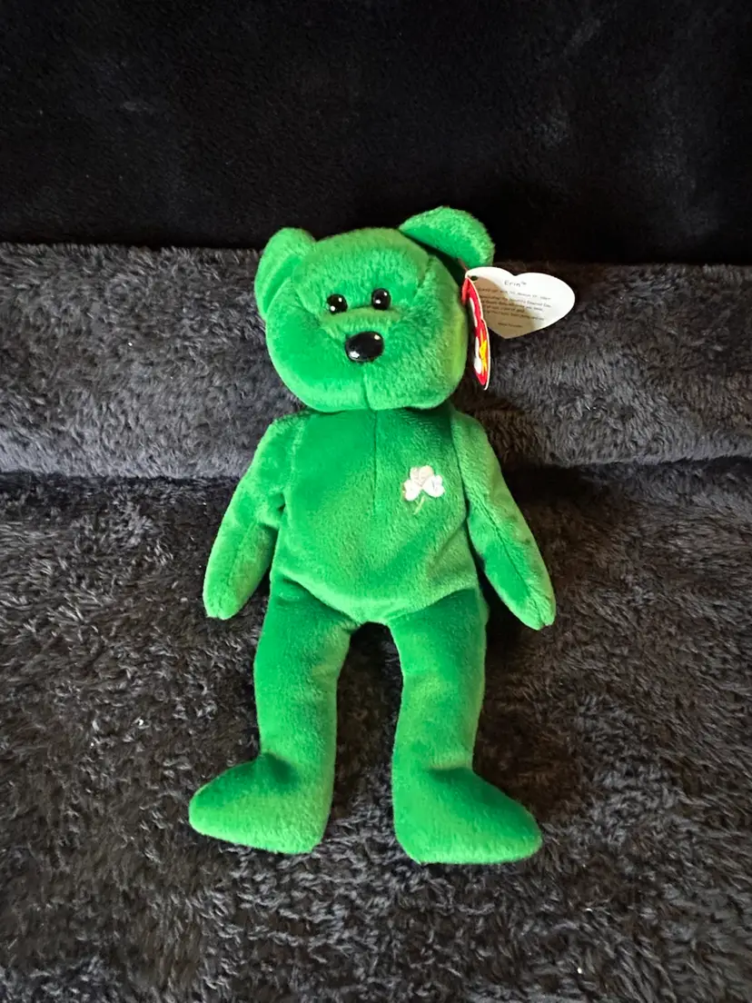 1997 Erin Beanie Baby - Rare Tag Errors, PE Pellets,1965(KR) Mint Condition