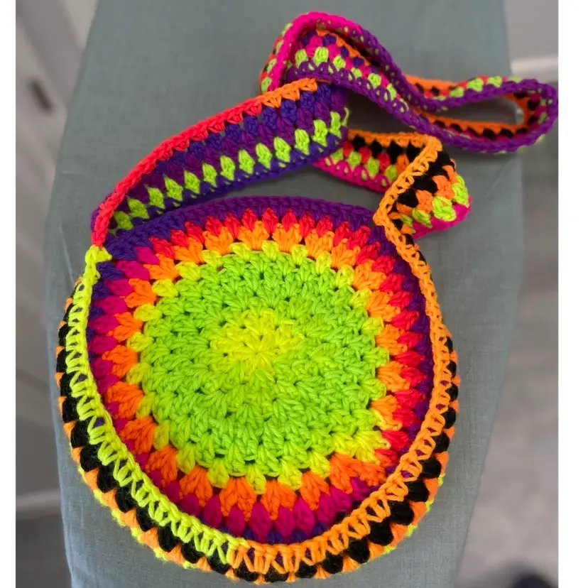 NEON Crochet Purse Handmade