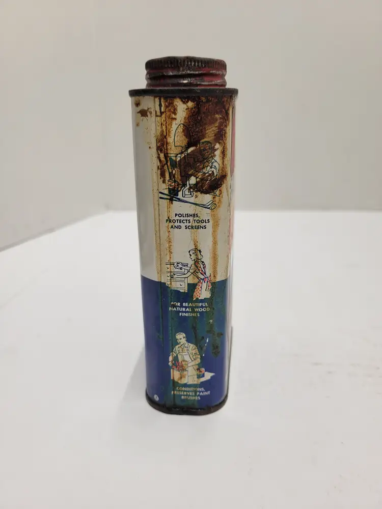 Vintage Archer Pol-mer-ik Linseed Oil Can Empty, cool graphics