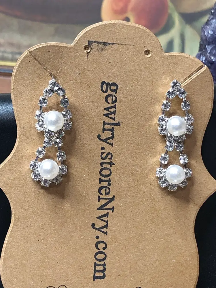 Dazzling Cz Sparkly Earrings Faux Pearl ⭐️
