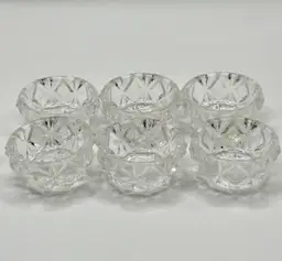 Vintage 1950’s Diamond Cut Glass Salt Cellars, Set of 6, By Central, Made In Korea