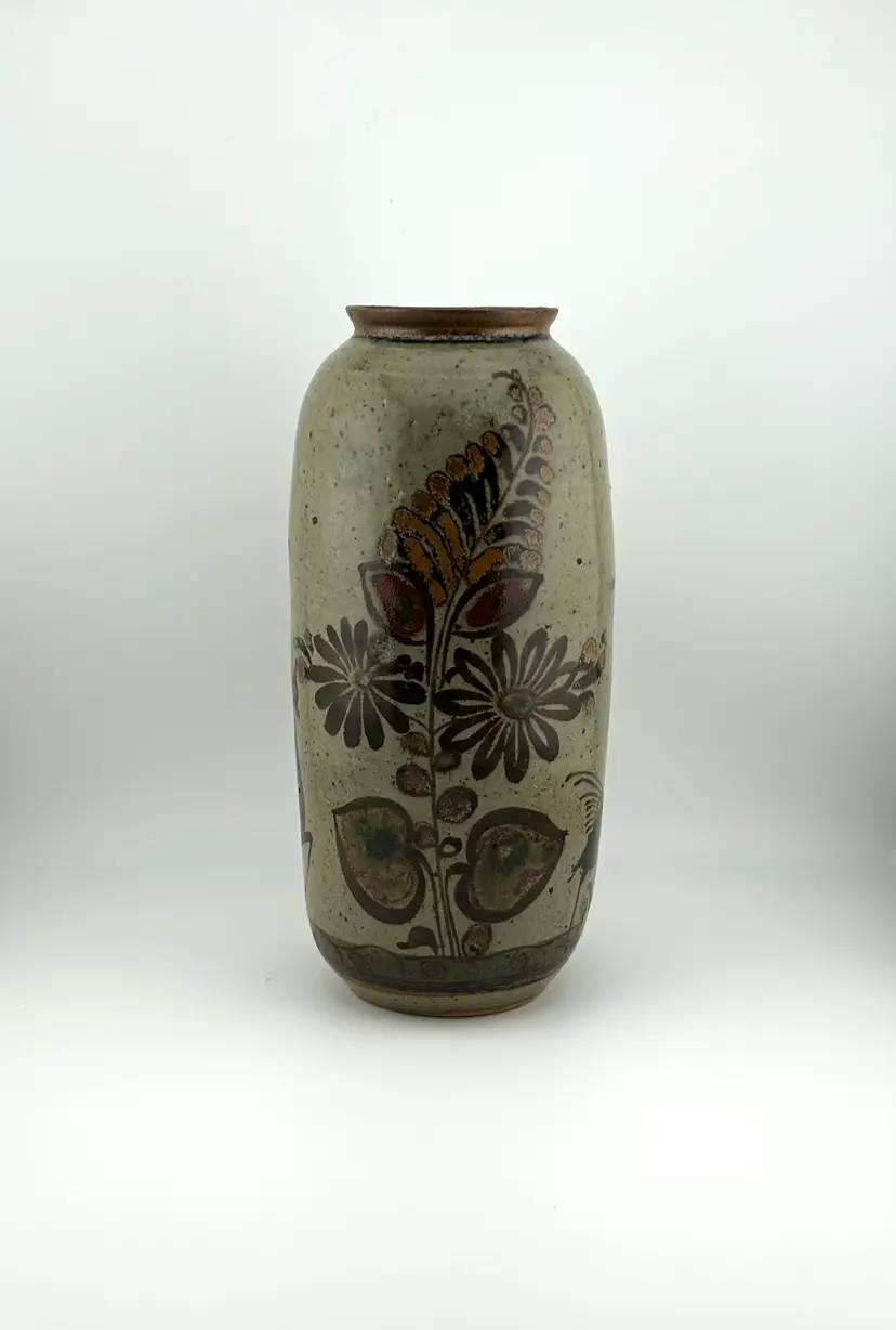 Vintage Signed Lucano Tonala Pottery Vase 4”x 9”