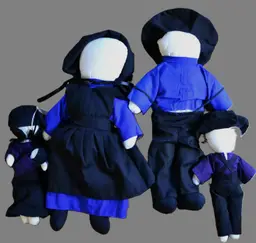 Amish Cloth Doll Set Faceless Soft Rag Dolls Folk Art Decor Vintage