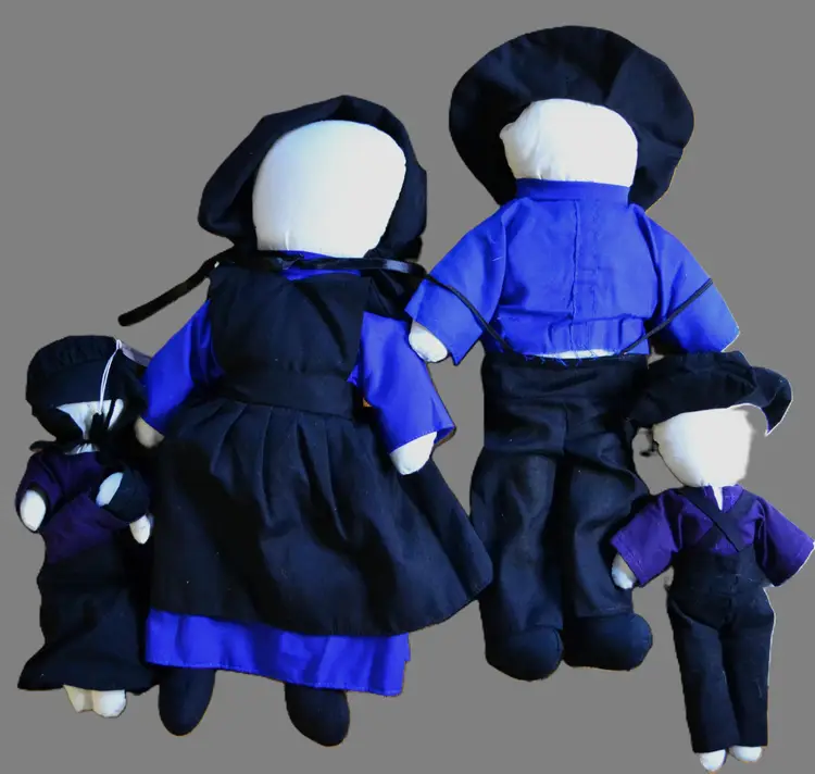 Amish Cloth Doll Set Faceless Soft Rag Dolls Folk Art Decor Vintage