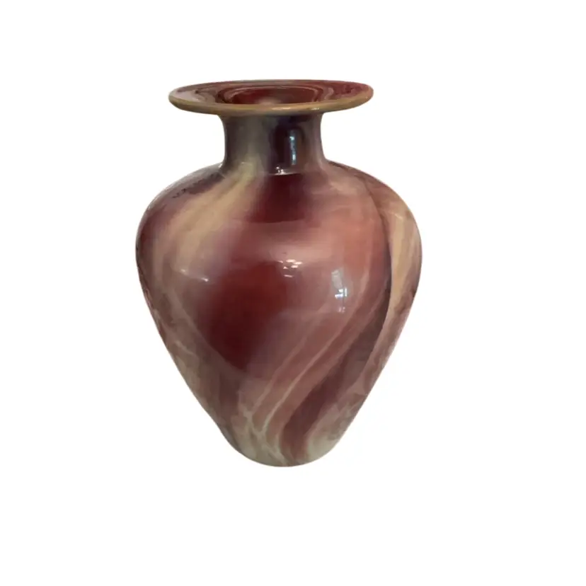Hand blown Vase Pinks And Cream 5.5” Tall