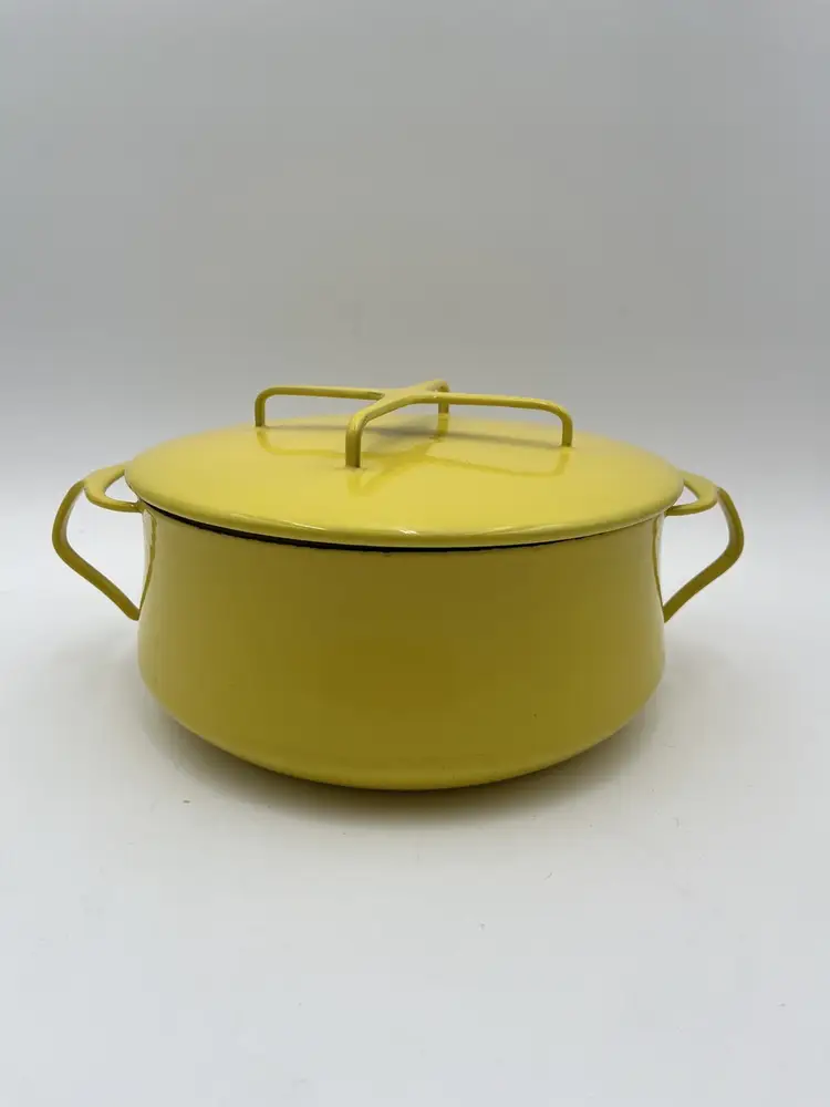 Vintage Dansk Kobenstyle MCM Yellow Enamel Pot Dutch Oven w/ Lid France 8.5”