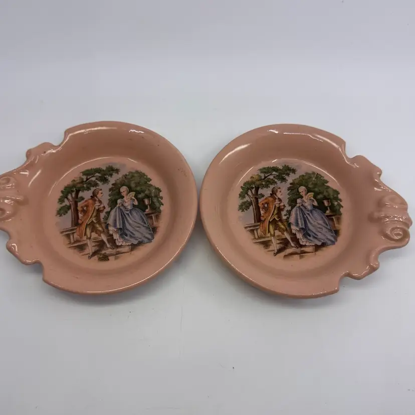 Vintage Pink Colonial Style Butter Pats Set/2