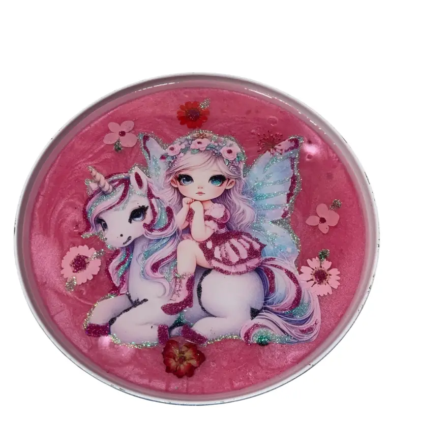 8 1/2” Pink Fairy And Unicorn Trinket Tray Handmade