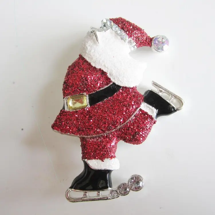 1980's sparkly glitz Santa Claus brooch pin M