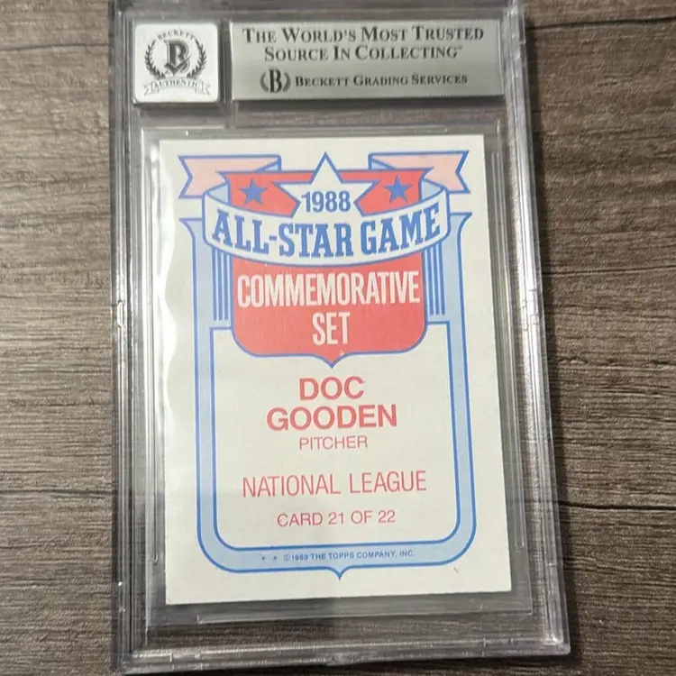 Dwight Gooden autographed baseball card (New York Mets Doc) 1988 Topps All Star Game #21 Beckett Grade 10