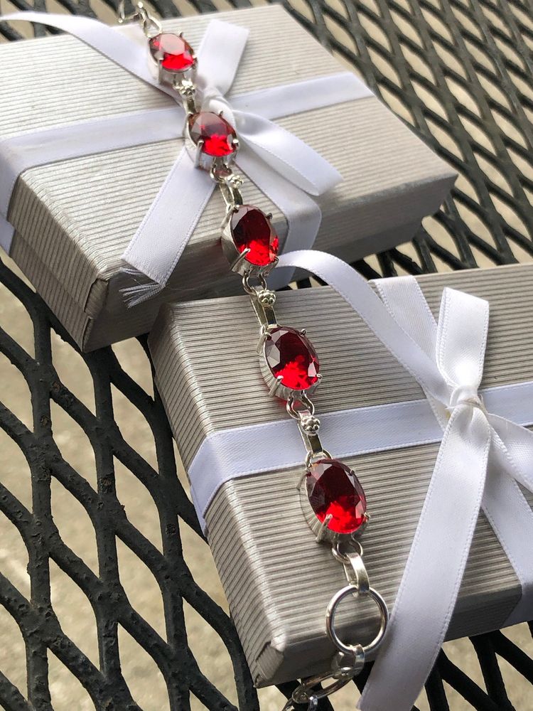 925 Garnet Red Silver Bracelet ♥️