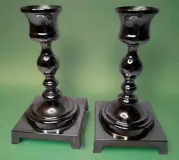 Candle Stick Holders Silver Plated Quality Square Base (2)