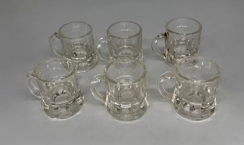 Vintage Set Of Six Federal Mug Shot Glasses 