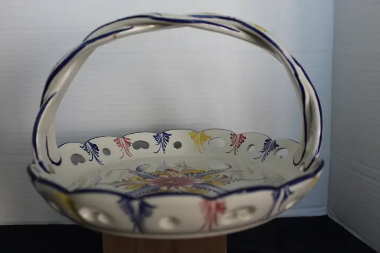 RCCL Handpainted Ceramic Basked Made in Portugal ~ 9" (D) ~ 6.25 (H)