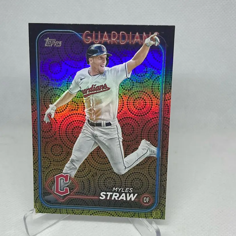 2024 Topps Series 2 Guardians Myles Straw Holiday Foil Parallel #361 Cleveland Guardians 