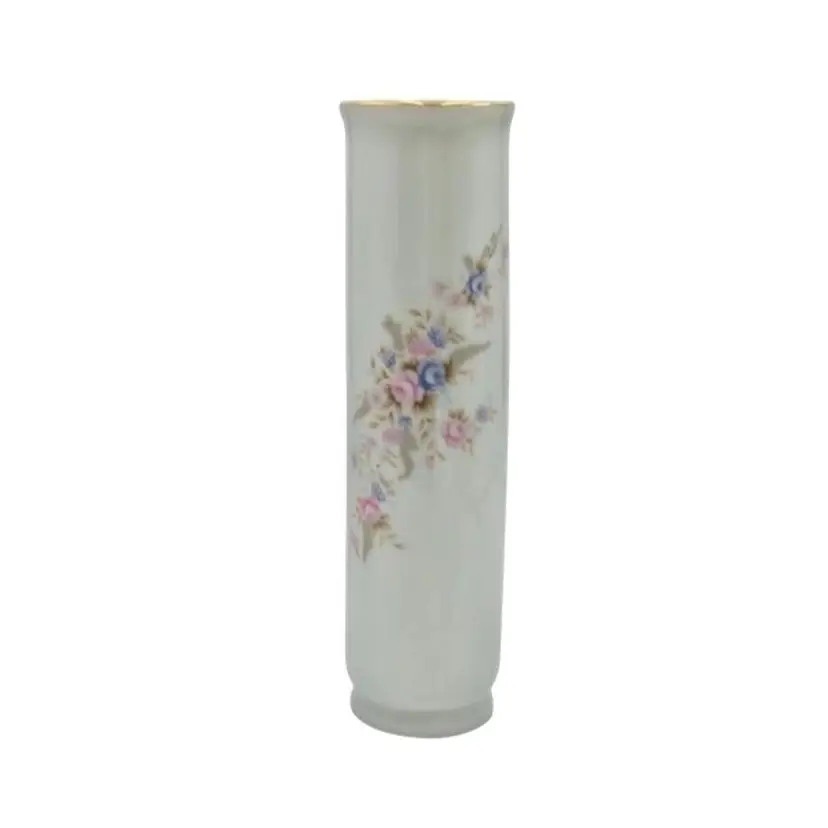 Vintage Bud Vase By Lefton China Co Gold Trim  Pink Blue Floral Sprayft