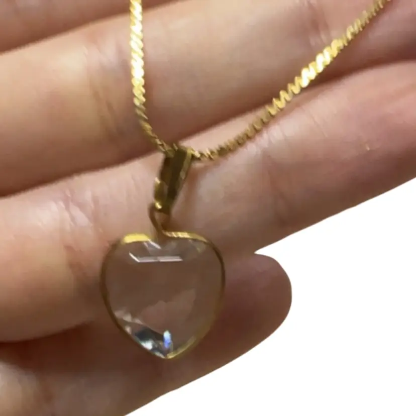16” Goldtone Crystal Heart Necklace